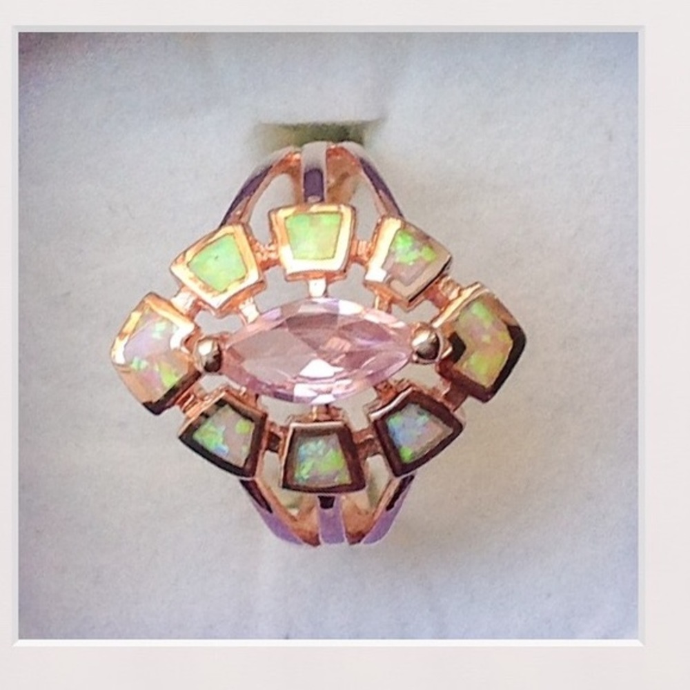 🆕 14k Opal & Pink Topaz Ring NWT - Picture 6 of 6